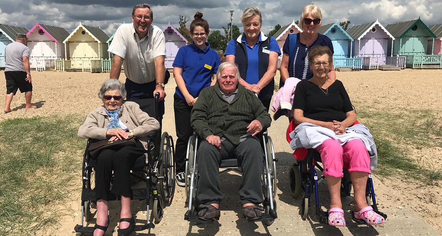Residents and staff from Abberton Manor on a trip to the seaside